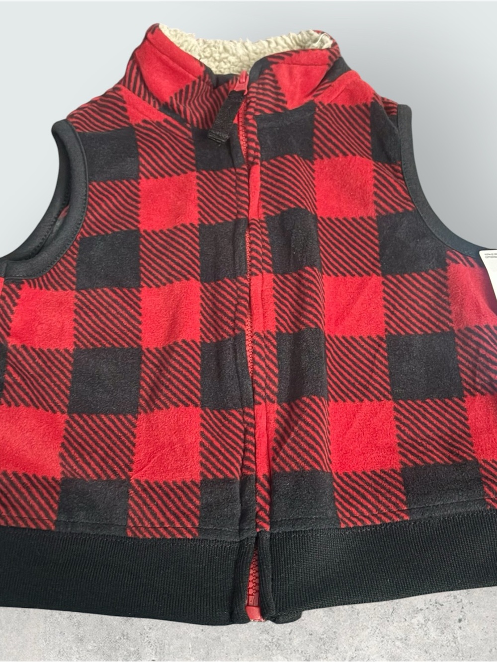 Carter's Red and Black Buffalo Plaid Fleece Vest